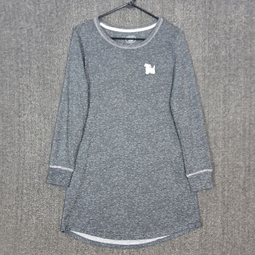 Laura Ashley Nightgown Womens Small Gray Long Sleeve T-Shirt Dress Sleepwear